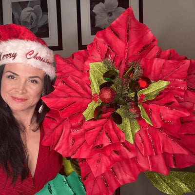 Christmas Decor-Giant Poinsettia Flowers Display