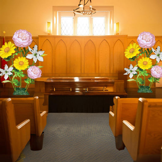 Heaven’s Peace Giant Flower Backdrop – Featuring White Lilies, Pale Pink Peonies, and Soft Yellow Daisies