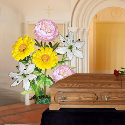 Heaven’s Peace Giant Flower Backdrop – Featuring White Lilies, Pale Pink Peonies, and Soft Yellow Daisies