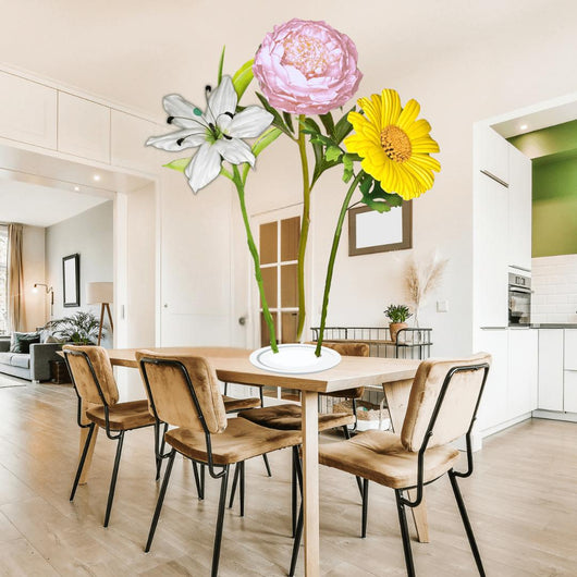 Heaven’s Peace Tall Table Centerpiece – White Lily, Pink Peony, and Yellow Daisy, 12" and 18" Diameter Flowers