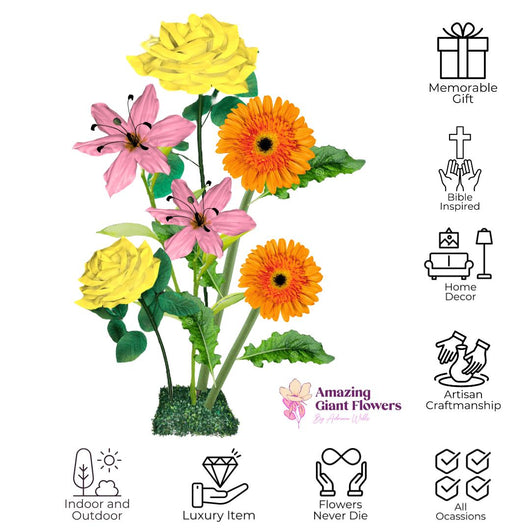 Church Flowers-Giant Flower Backdrop – 5 or 7 ft Tall Customizable Floral Display - amazinggiantflowers