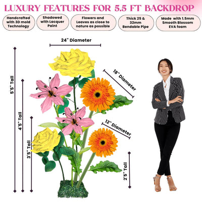 Church Flowers-Giant Flower Backdrop – 5 or 7 ft Tall Customizable Floral Display - amazinggiantflowers