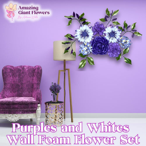 Lilacs and Whites Wall Foam Flower Set, Bridal Shower Backdrops