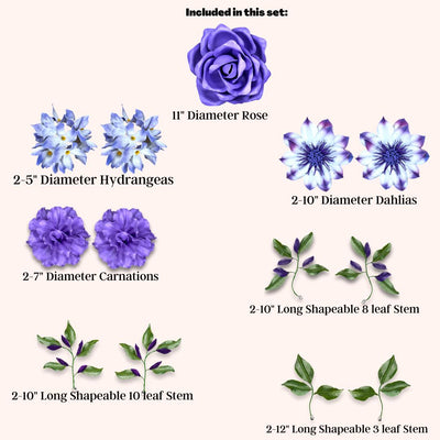 Lilacs and Whites Wall Foam Flower Set, Bridal Shower Backdrops - amazinggiantflowers