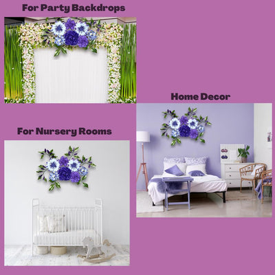 Lilacs and Whites Wall Foam Flower Set, Bridal Shower Backdrops - amazinggiantflowers