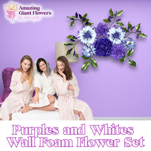 Lilacs and Whites Wall Foam Flower Set, Bridal Shower Backdrops