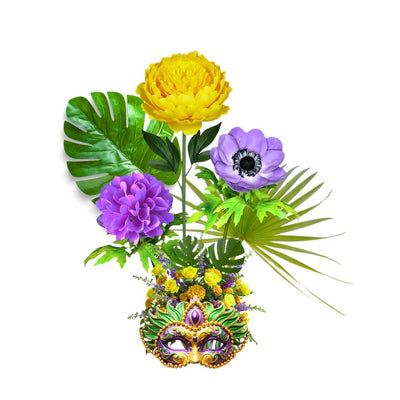 Mardi Gras Decor Art Sculpture – 6 Ft Handcrafted Floral Mask Exhibit - amazinggiantflowers
