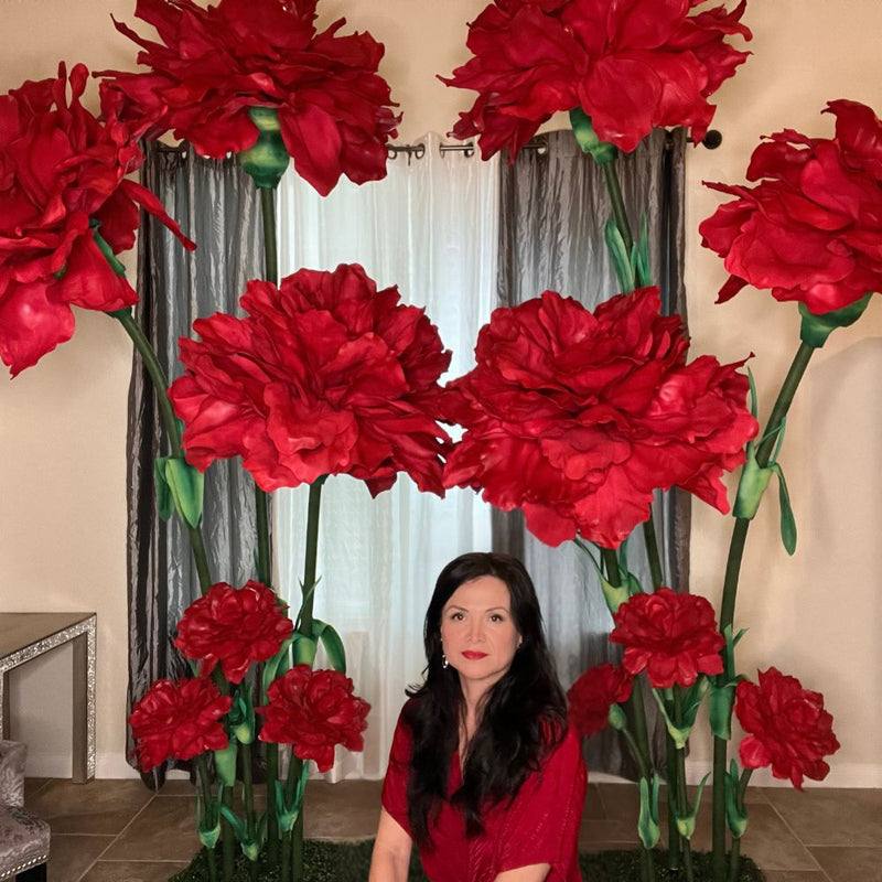 Marriage Proposal Decor Red Ranunculus Giant Flower Rental - amazinggiantflowers
