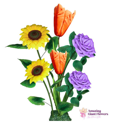 Joyful Decor Giant Flower Backdrop – 5 or 7 ft Tall Customizable Floral Display - amazinggiantflowers