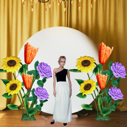 Joyful Decor Giant Flower Backdrop – 5 or 7 ft Tall Customizable Floral Display - amazinggiantflowers