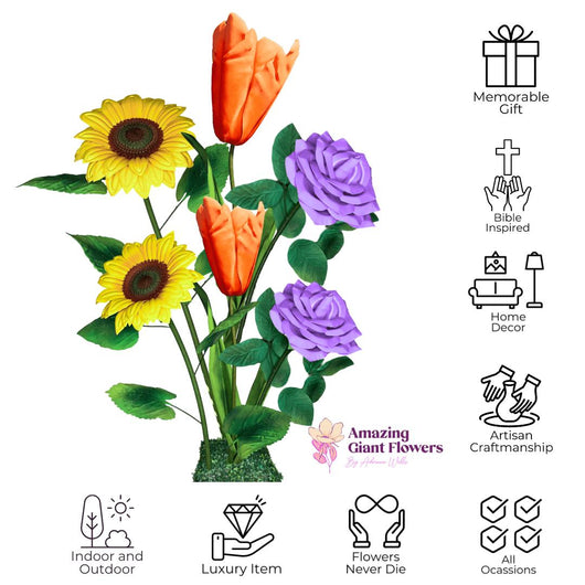 Joyful Decor Giant Flower Backdrop – 5 or 7 ft Tall Customizable Floral Display - amazinggiantflowers