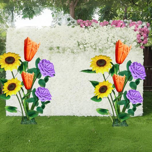 Joyful Decor Giant Flower Backdrop – 5 or 7 ft Tall Customizable Floral Display - amazinggiantflowers