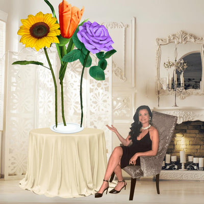 New Joy Tall Table Centerpiece – Sunflower, Tulip and Rose, 12" and 18" Diameter Flowers