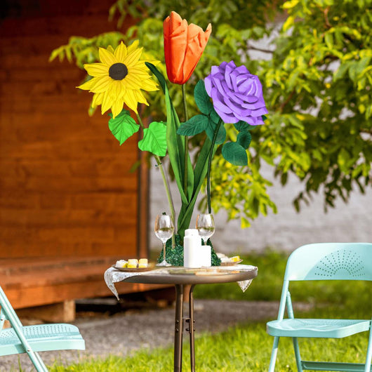 New Joy Tall Table Centerpiece – Sunflower, Tulip and Rose, 12" and 18" Diameter Flowers