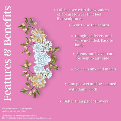 Nudes and Whites Wall Foam Flower Set - amazinggiantflowers