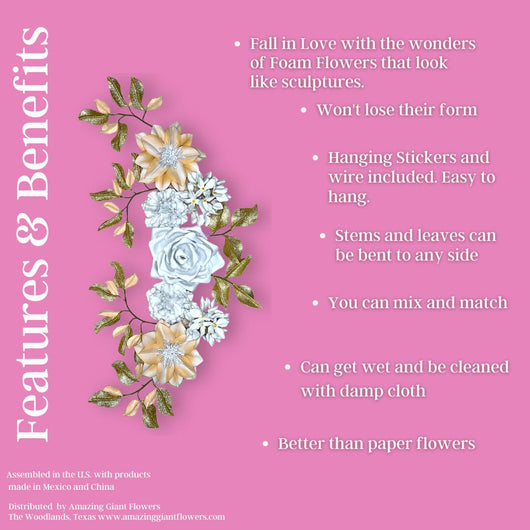 Nudes and Whites Wall Foam Flower Set - amazinggiantflowers