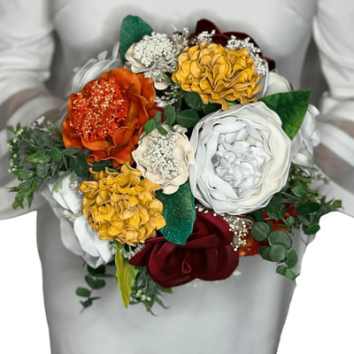 Peony, Poppies, Roses and Marigold Bridal Bouquet