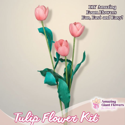 Pink Tulip Handheld Kit - Bloom & Shape (3 Flowers) - amazinggiantflowers