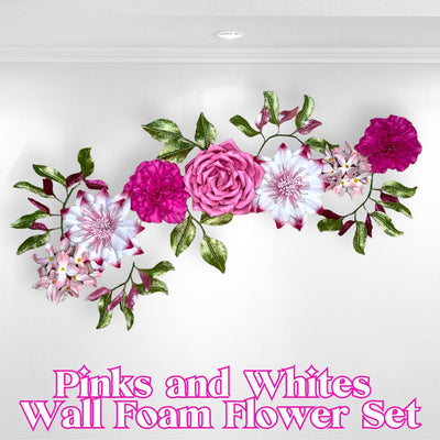 Pinks and Whites Wall Foam Flower Set, Nursery room decor - amazinggiantflowers