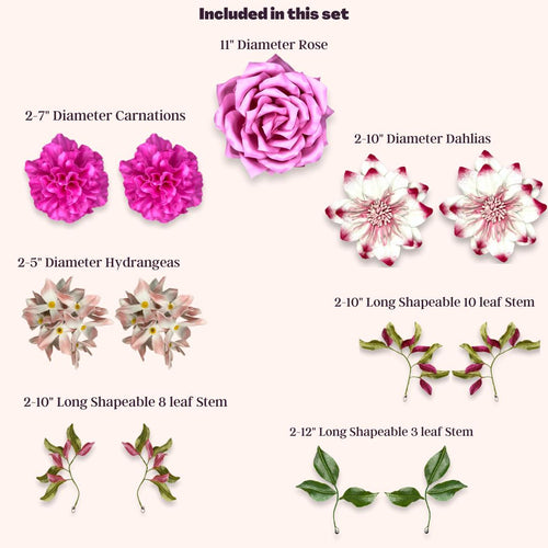 Pinks and Whites Wall Foam Flower Set, Nursery room decor