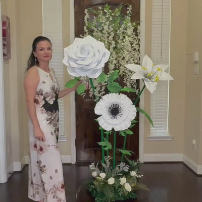 6ft Wisteria Flower Tree | White Lily Rose Anemone | Wedding & Funeral Decor