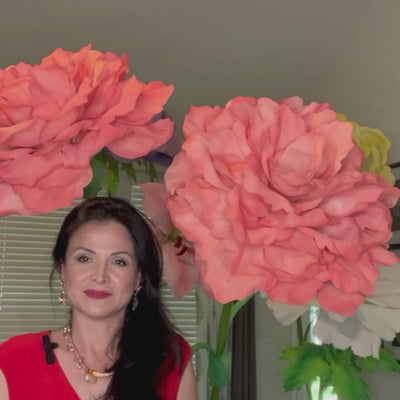 Woman with Giant Carnation Flowers