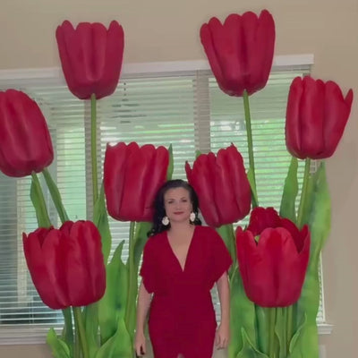 Red Tulips that are 9 Ft tall 