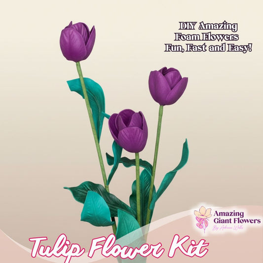 Purple Tulip Handheld Kit - Bloom & Shape (3 Flowers) - amazinggiantflowers