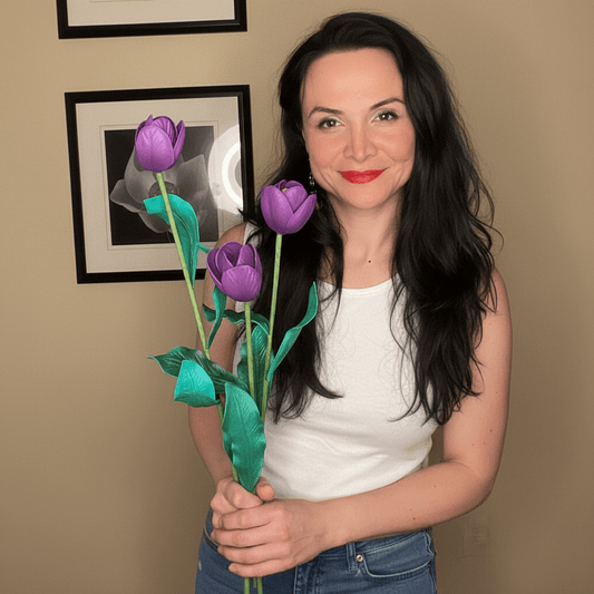 Purple Tulip Handheld Kit - Bloom & Shape (3 Flowers) - amazinggiantflowers