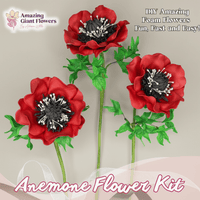 Red Anemone Handheld Kit - Bloom & Shape (3 Flowers)
