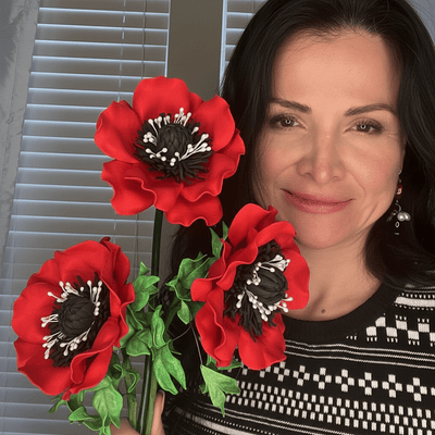 Red Anemone Handheld Kit - Bloom & Shape (3 Flowers) - amazinggiantflowers