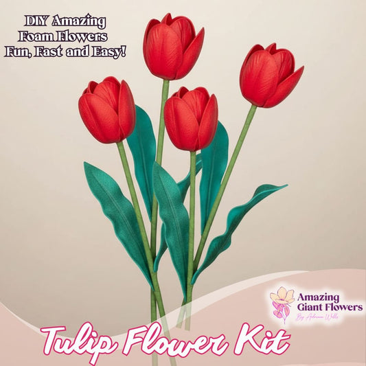 Red Tulip Handheld Kit - Bloom & Shape (3 Flowers) - amazinggiantflowers