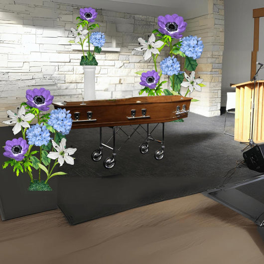Funeral Decor "Restful Comfort Giant Flower Backdrop" – Lilies, Hydrangeas and Anemones