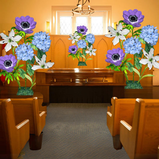 Funeral Decor "Restful Comfort Giant Flower Backdrop" – Lilies, Hydrangeas and Anemones