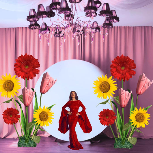 Flowers of Grace Giant Flower Backdrop – 5 or 7 ft Tall Customizable Floral Display - amazinggiantflowers
