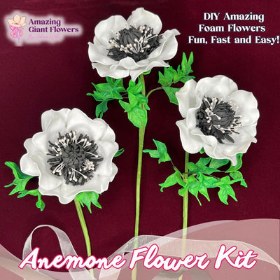 White Anemone Handheld Kit - Bloom & Shape (3 Flowers) - amazinggiantflowers