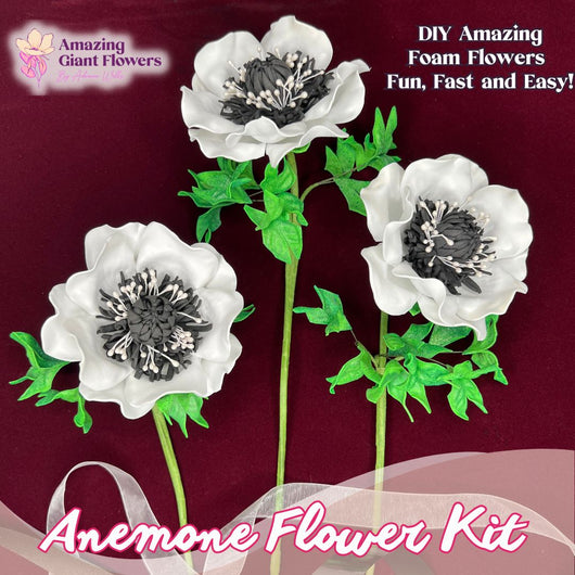 White Anemone Handheld Kit - Bloom & Shape (3 Flowers) - amazinggiantflowers