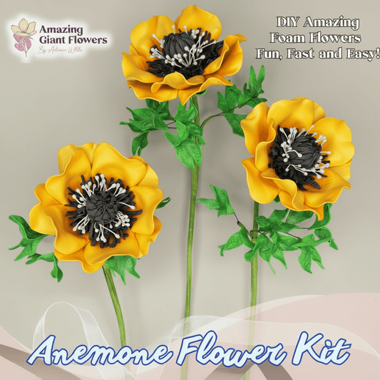 Yellow Anemone Handheld Kit - Bloom & Shape (3 Flowers) - amazinggiantflowers