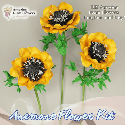 Yellow Anemone Handheld Kit - Bloom & Shape (3 Flowers) - amazinggiantflowers