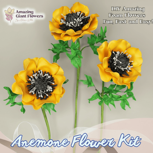 Yellow Anemone Handheld Kit - Bloom & Shape (3 Flowers) - amazinggiantflowers