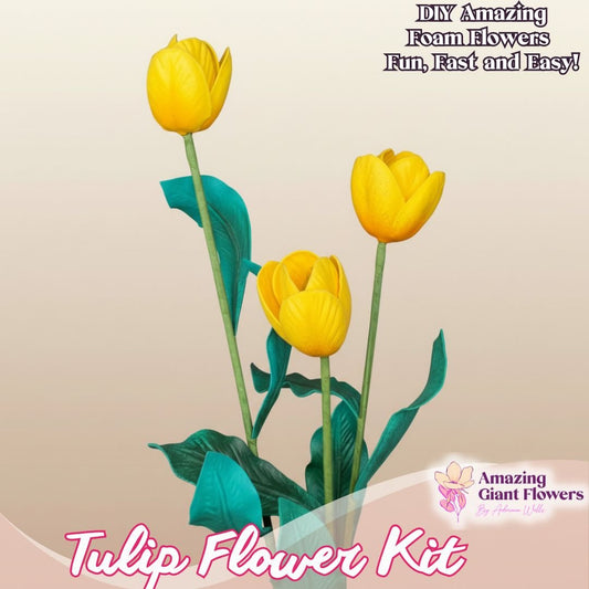 Yellow Tulip Handheld Kit - Bloom & Shape (3 Flowers) - amazinggiantflowers