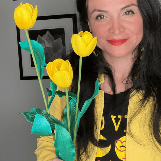 Yellow Tulip Handheld Kit - Bloom & Shape (3 Flowers) - amazinggiantflowers