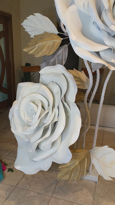 Church Stage Decor Ideas: Giant White Rose Arrangement