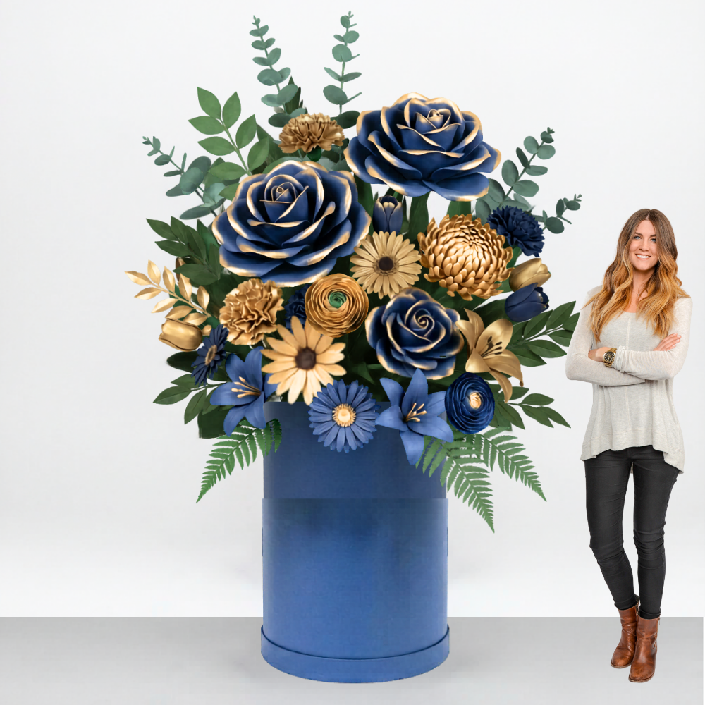 Giant flower rental Houston navy gold event display