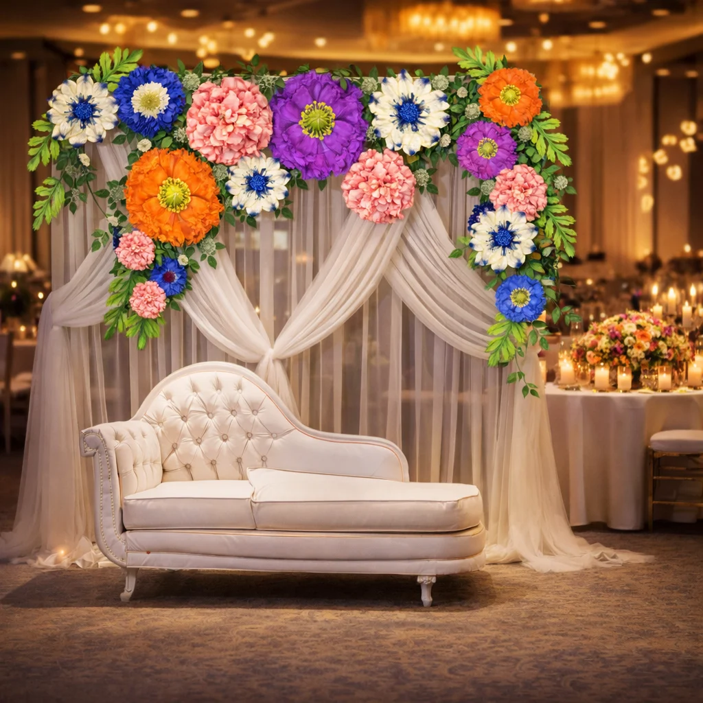 Reception Backdrop Wall Flowers Design Tool-🎨 3D Visualizer